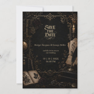 Invitación Boda de libro de biblioteca de la oscura academia 