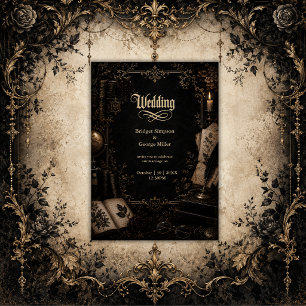 Invitación Boda de libro de biblioteca de la oscura academia