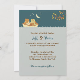 Invitación Boda de libros de historias de búho y paussitas (a