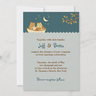 Invitación Boda de libros de historias de búho y paussitas (a