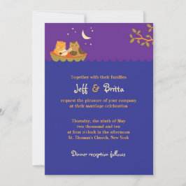 Invitación Boda de libros de historias de búho y pussiatos (p