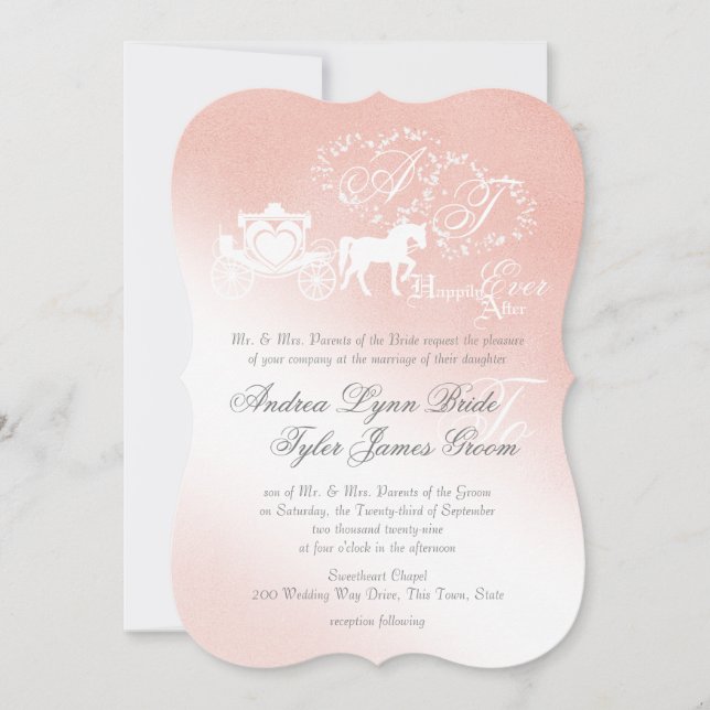 Invitación Boda de libros de historias encantadas Rubor Pink (Anverso)