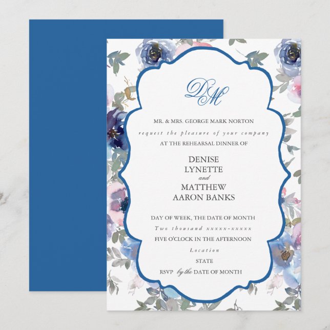 Invitación Boda De Licitación Set Spun Sugar & Skydiver Blue  (Anverso / Reverso)