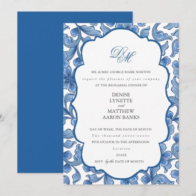 Invitación Boda De Licitación Set Spun Sugar & Skydiver Blue  (Anverso / Reverso)