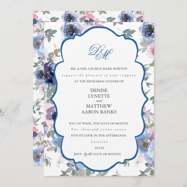 Invitación Boda De Licitación Set Spun Sugar & Skydiver Blue  (Anverso / Reverso)