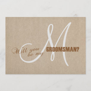 Invitación Boda de lienzo Linen Be My Groomsman Invitar