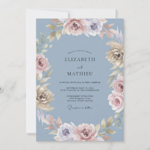 Invitación Boda de Lila Acero Rosa Pétalo