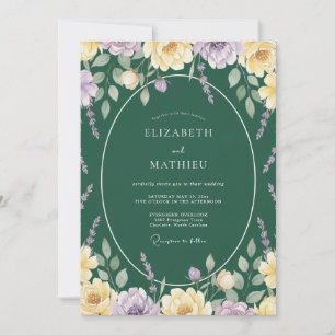 Invitación Boda de Lila Hoja de Oro Esmeralda
