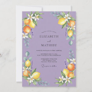 Invitación Boda de Lila Limón Cítrico Gris Eucalipto