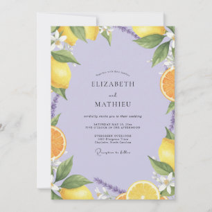Invitación Boda de Lila Limón Cítrico Polvoriento Eucalipto