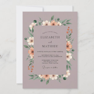 Invitación Boda de Lila Malva Albaricoque Peonía