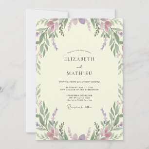 Invitación Boda de Lila Malva Eucalipto Lavanda