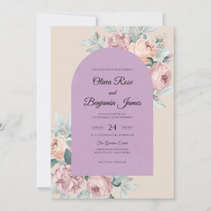 Invitación Boda de Lila Melocotón Rosa Polvoriento