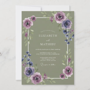 Invitación Boda de Lila Olivo Ranunculus Eucalipto