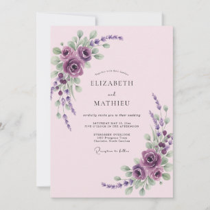 Invitación Boda de Lila Púrpura Lavanda Eucalipto