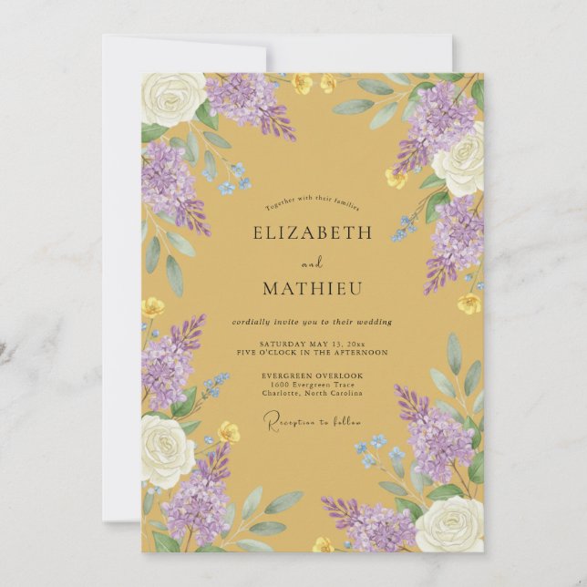 Invitación Boda de Lila Radiante Ocre (Anverso)