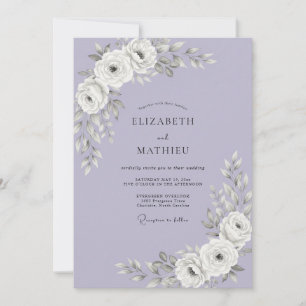 Invitación Boda de Lila Rosa Polvorienta Blanca