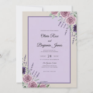 Invitación Boda de Lila Suave Malva Lavanda Eucalipto