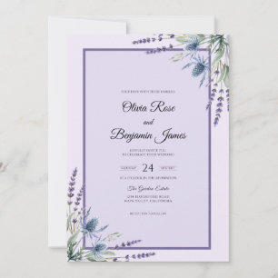 Invitación Boda de Lila Violeta Ramo Gris de Eucalipto
