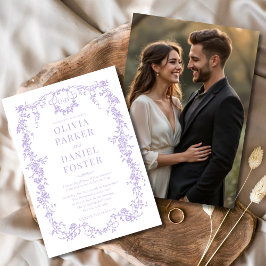 Invitación Boda de Lilac Purple Photo Floral Victorian