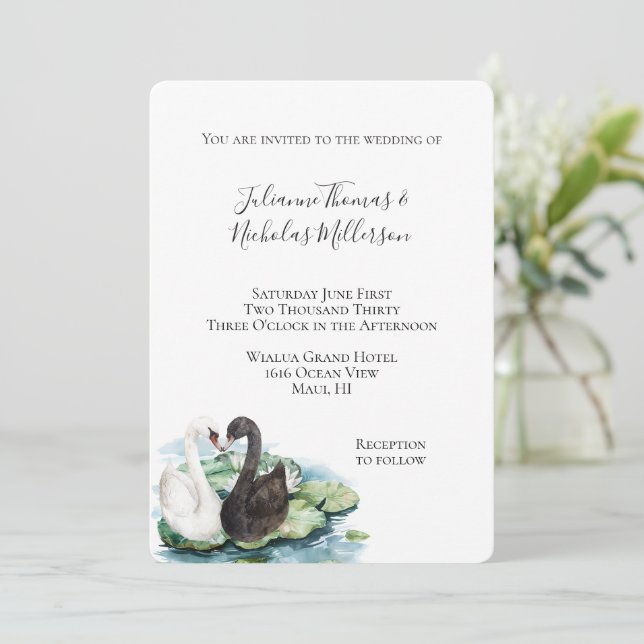 Invitación Boda de Lilies de Agua Románticos (Anverso de pie)