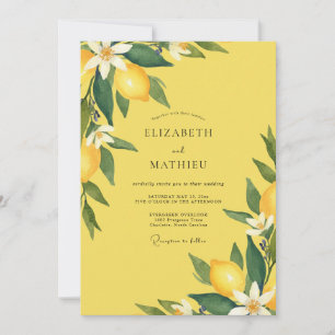 Invitación Boda de limón amarillo cítrico silenciado eucalipt