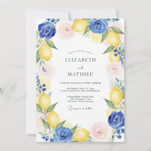Invitación Boda de limón amarillo cítrico suave eucalipto