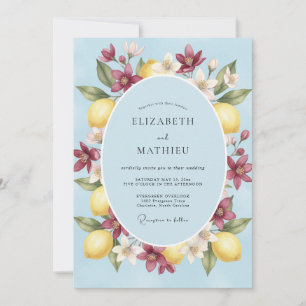 Invitación Boda de limón amarillo de Borgoña eucalipto