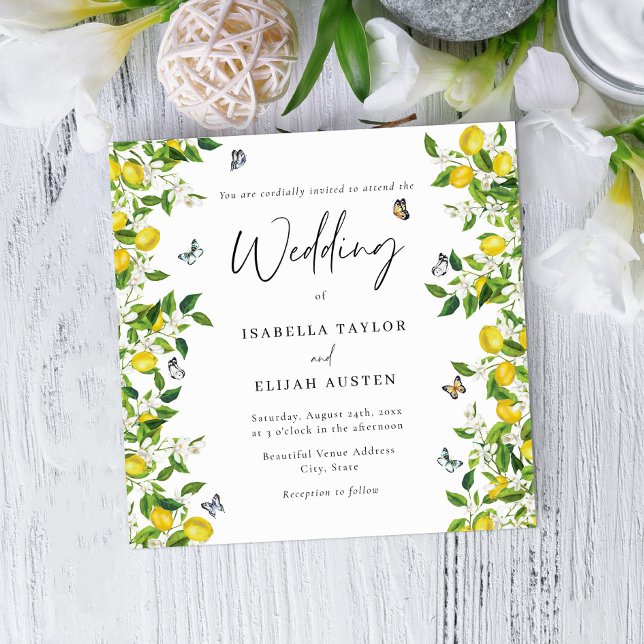 Invitación Boda de limón botánico de verano (Subido por el creador)