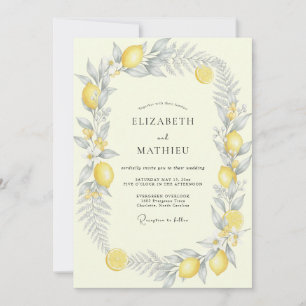 Invitación Boda de limón cítrico amarillo eucalipto silenciad