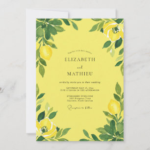 Invitación Boda de limón cítrico eucalipto brillante artesana