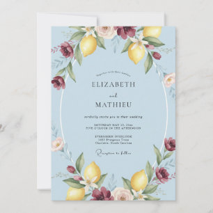 Invitación Boda de limón cítrico eucalipto cielo