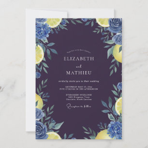 Invitación Boda de limón cítrico eucalipto índigo