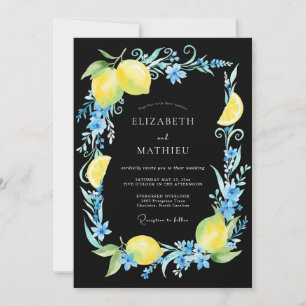 Invitación Boda de limón cítrico eucalipto negro