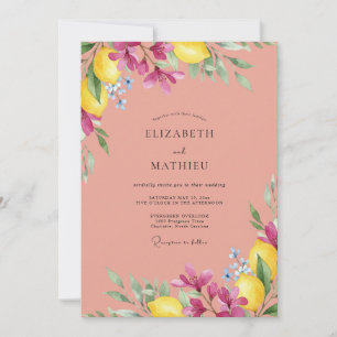Invitación Boda de limón cítrico suave eucalipto magenta