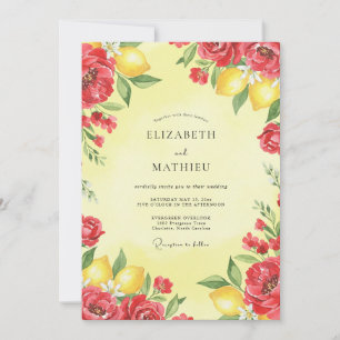 Invitación Boda de limón cítrico y eucalipto rojo