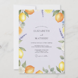 Invitación Boda de limón de lavanda y eucalipto cítrico