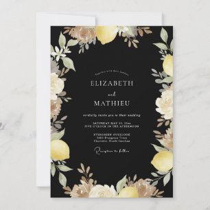 Invitación Boda de limón eucalipto amarillo negro