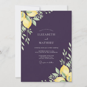 Invitación Boda de limón eucalipto ciruela