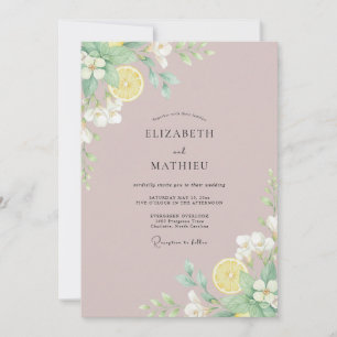 Invitación Boda de limón eucalipto malva silenciada