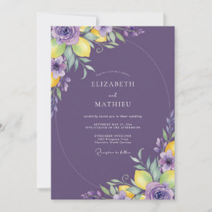 Invitación Boda de limón eucalipto púrpura intenso