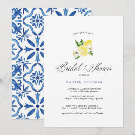 Invitación Boda de limón y baldosas mediterráneas de verano