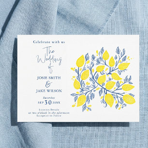 Invitación Boda de limoneros azules y amarillos