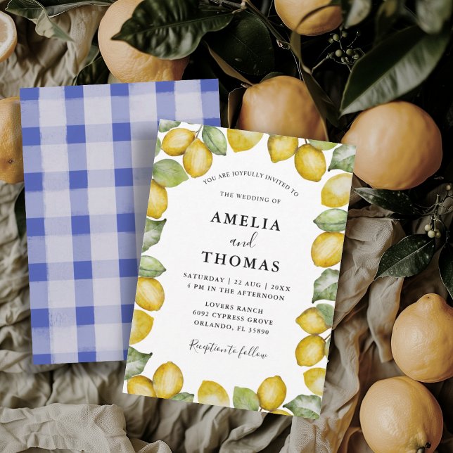Invitación Boda de limones amarillos al acuarela (Subido por el creador)