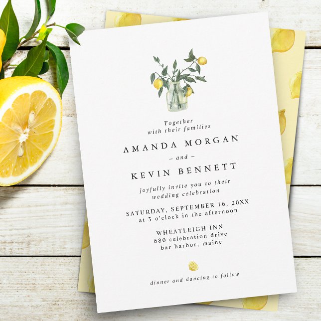 Invitación Boda de limones elegantes en tarro (Subido por el creador)