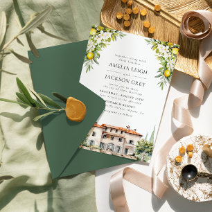 Invitación Boda de limones y aceitunas de Villa Italiana