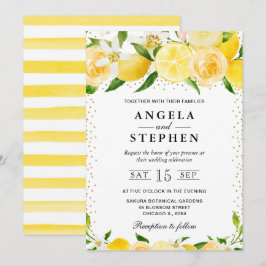 Invitación Boda de limones y flores en acuarela
