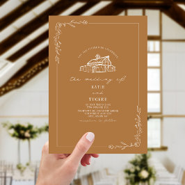 Invitación Boda de Line Art Rustic Barn Goldenrod