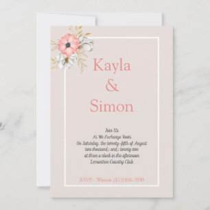 Invitación Boda de línea de color de agua floral minimalista