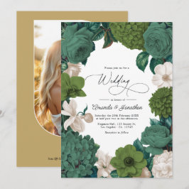 Invitación Boda de línea verde eucalipto, oliva y crema